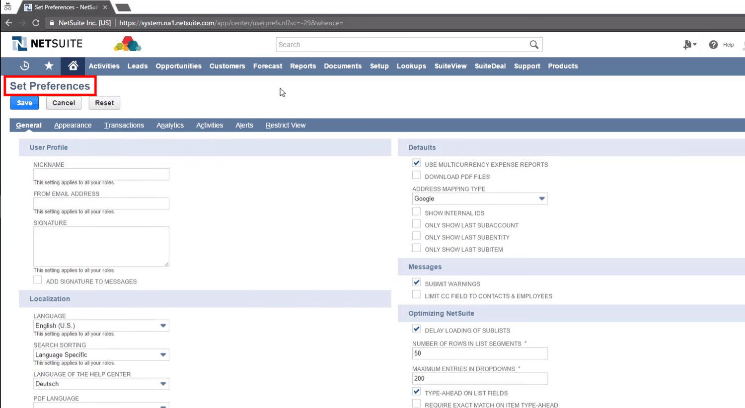 NetSuite Tutorial: login, roles, portlets, and global search